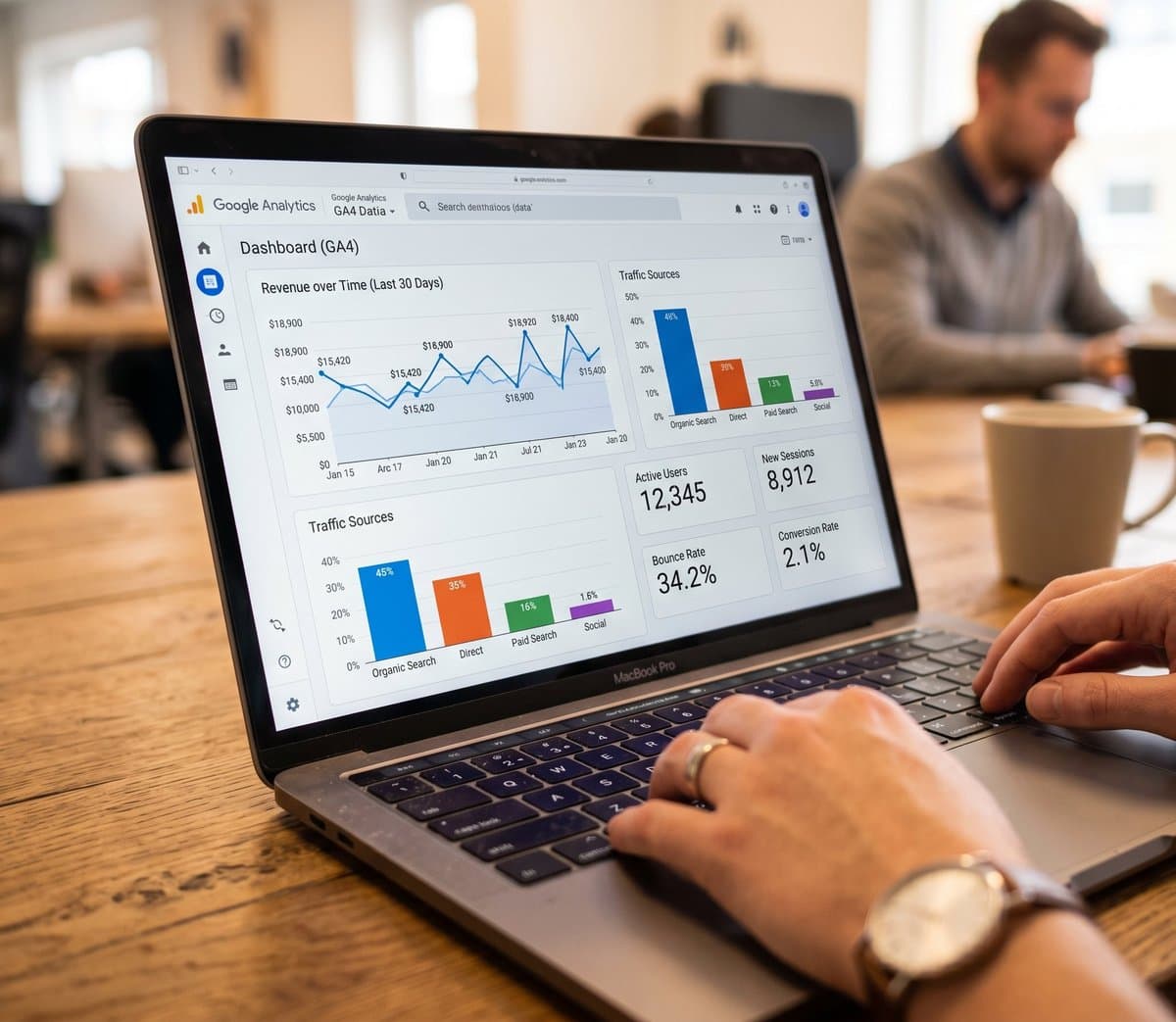 Dashboard de analítica con KPIs y métricas de negocio en tiempo real